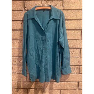 Eileen Fisher Womens Blue Button-Up Shirt L